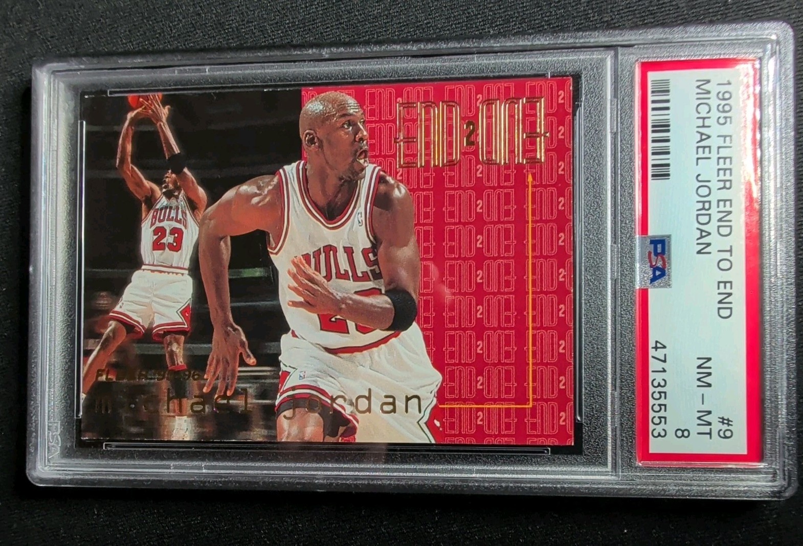 Michael Jordan #9 Basketball Cards 1995 Fleer End 2 End trading card — raw and PSA graded price guide