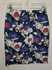 TALBOTS red White Blue Floral Stretch Cotton Pencil Skirt 4p