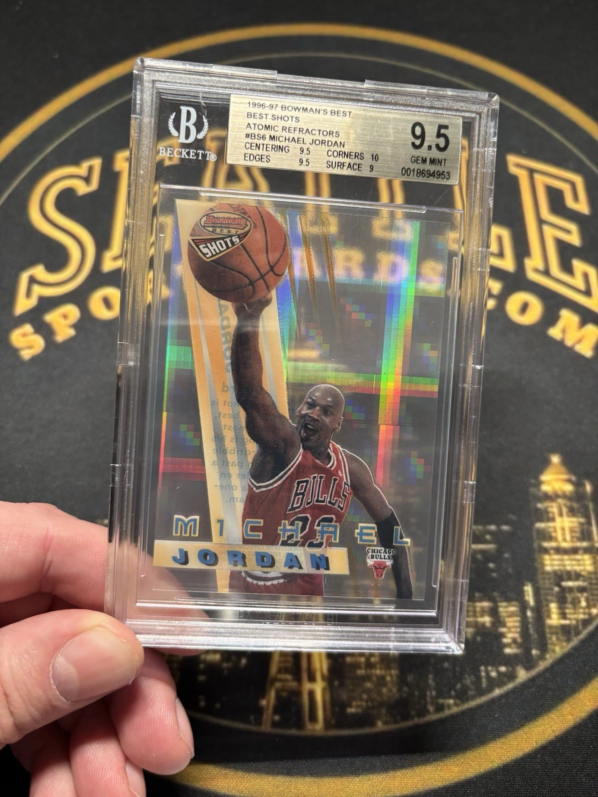 Michael Jordan 1996-97 Bowman’s Best Shots Atomic Refractor BGS 9.5