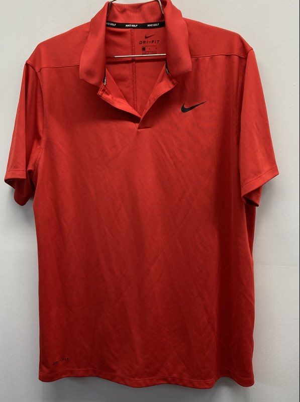 Nike Golf Men's Red Dri-FIT Short Sleeve Performance Polo Shirt Swoosh Sz L