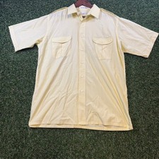 Christian Dior Vintage Mens Yellow Short Sleeve Safari Shirt Epaulettes XL