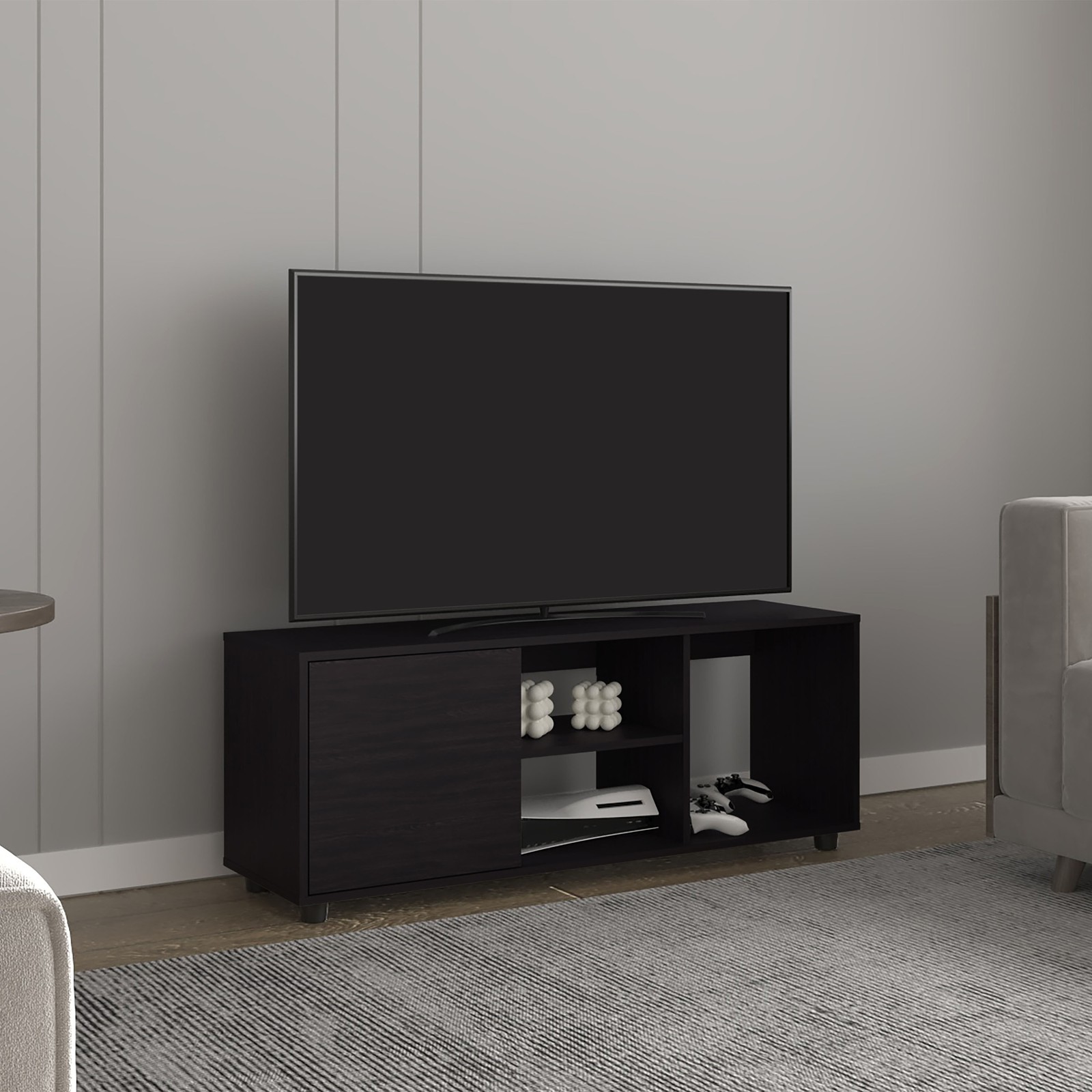 With One Door Cabinet , Four Open Shelves, Cable Management