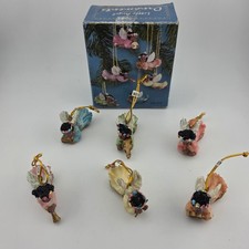 Set of 6 Little Angel Polyresin Ornaments with Box Vintage Christmas Decor