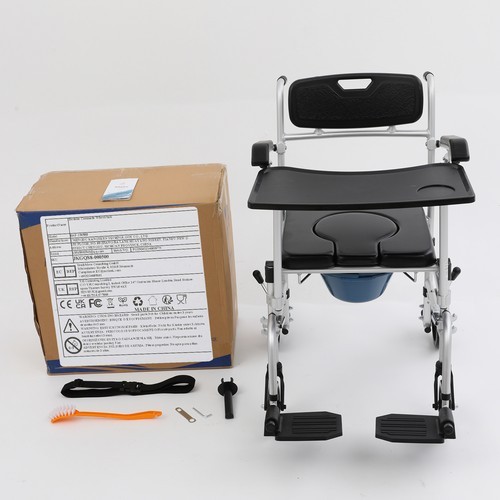 Shower Chair with Wheels, Toilet Wheelchair, Commode Chair with Wheels