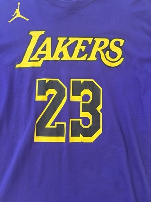 Lakers LeBron James ユニフォーム ゲームシャツ Nike Los Angeles Lakers Mens Lebron James Purple Jersey Shirt Size