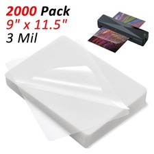 2000 Pack 9" x 11.5" Clear Thermal Pouches Letter Size Laminating Sheets 3 Mil