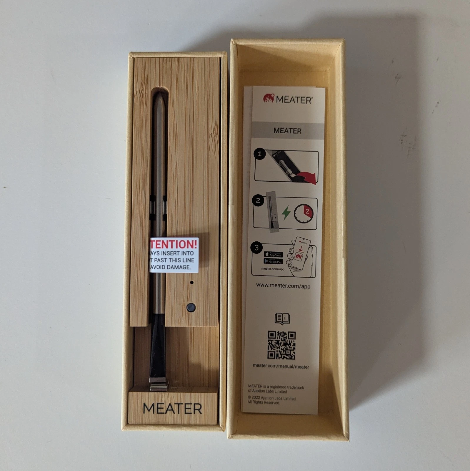 Meater 33ft Wireless/Bluetooth Smart Meat Thermometer MT-ME01 Apption Labs new
