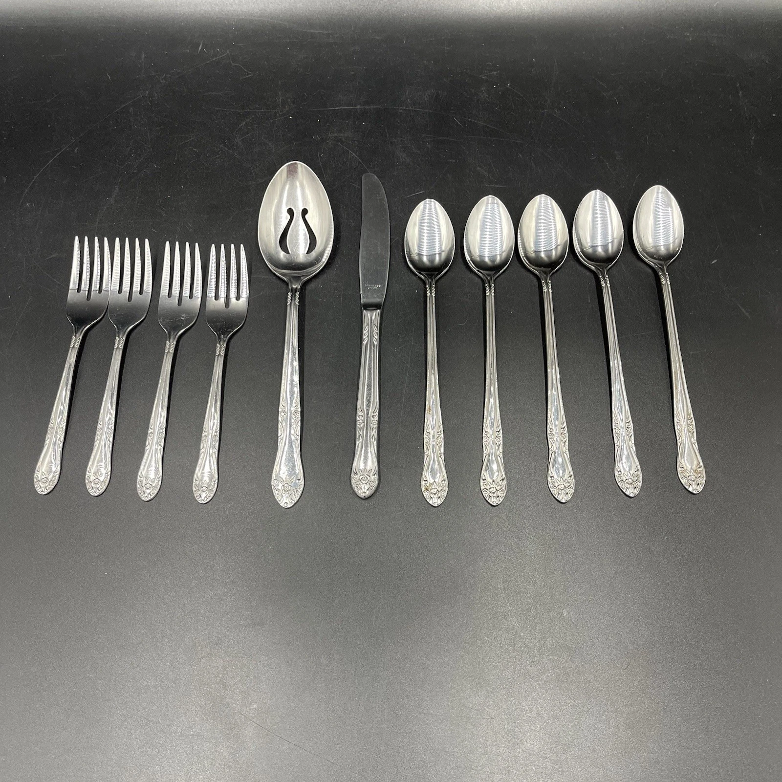 Customcraft CUS2 Stainless Flatware 11 Pcs Salad Forks Iced Tea Spoons Serving