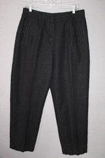 Vintage Liz Claiborne LizSport Pleated Linen Blend Pants Size 16P Black
