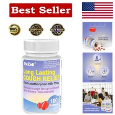Adult Cough Relief, Dextromethorphan HBr 15mg 100 Softgels, 8 Hour Long Lasti...