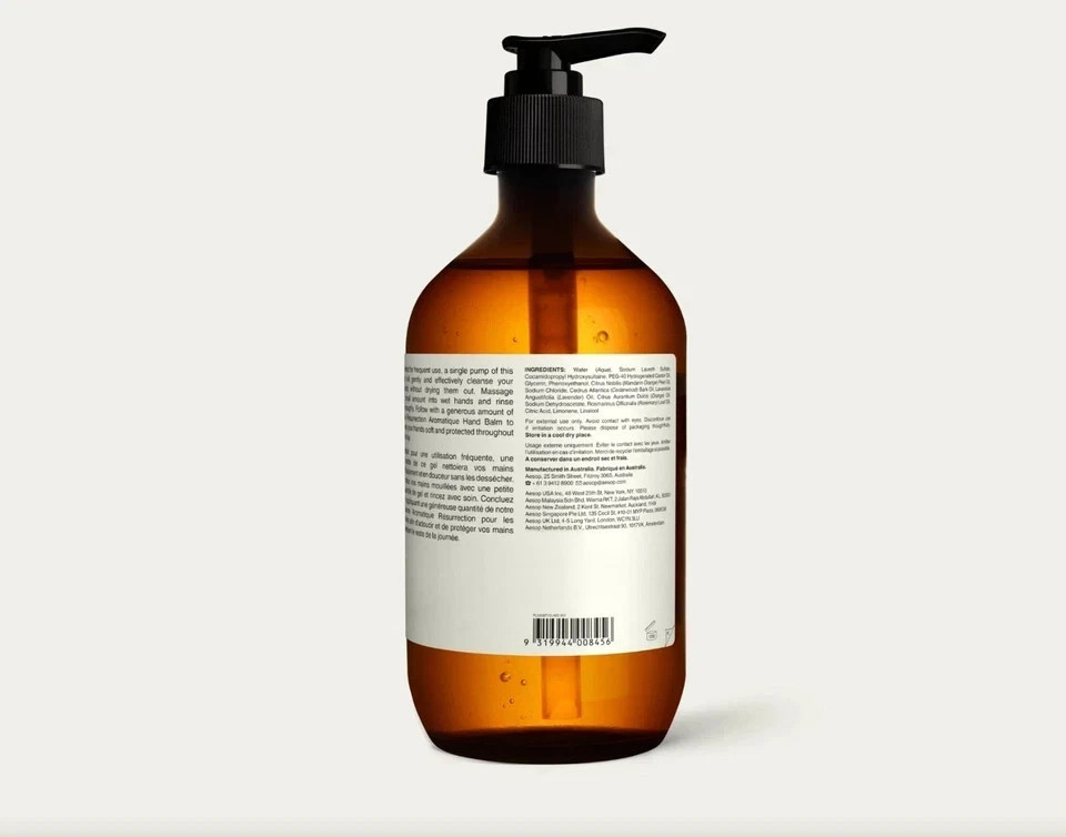 Aesop Resurrection Aromatique Hand Wash soap with pump - 16.9oz