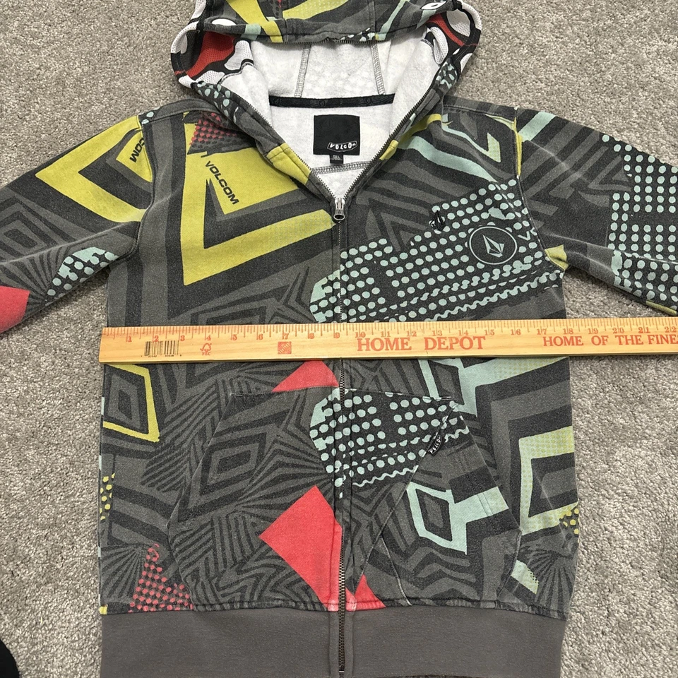 Volcom Sweatshirt Youth Large Full Zip Face Mask AOP Skater Vintage - Image 4 of 4