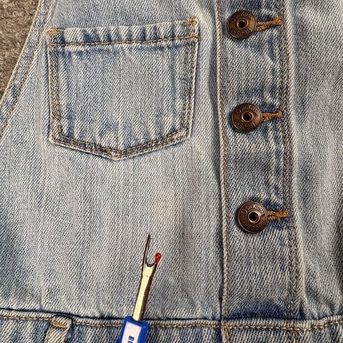 Y2K Oshkosh B’gosh Denim Overalls Girls 14 Button Front Distressed Country Farm - Picture 13 of 19