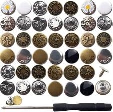 RONYOUNG 100PCS Multicolored 17mm Zinc Alloy Jean Button Large, 