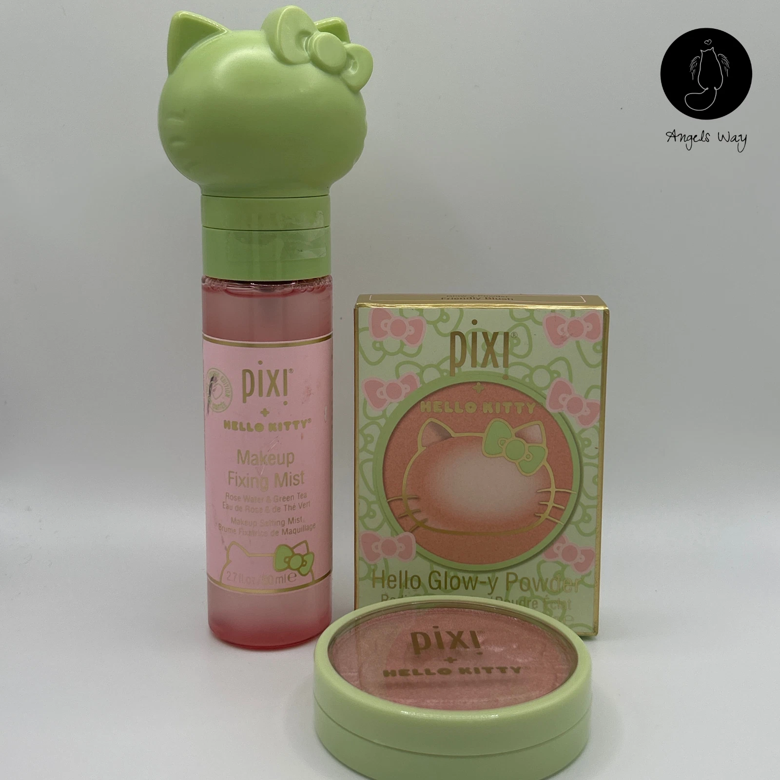 Pixi Hello Kitty Makeup Set Glow-y Powder Shade Friendly Blush Fixing Mist Kit