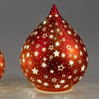Led Dekoobjekt Tropfen Red Stars Sterne H. 18Cm Rot Gold Formano W25