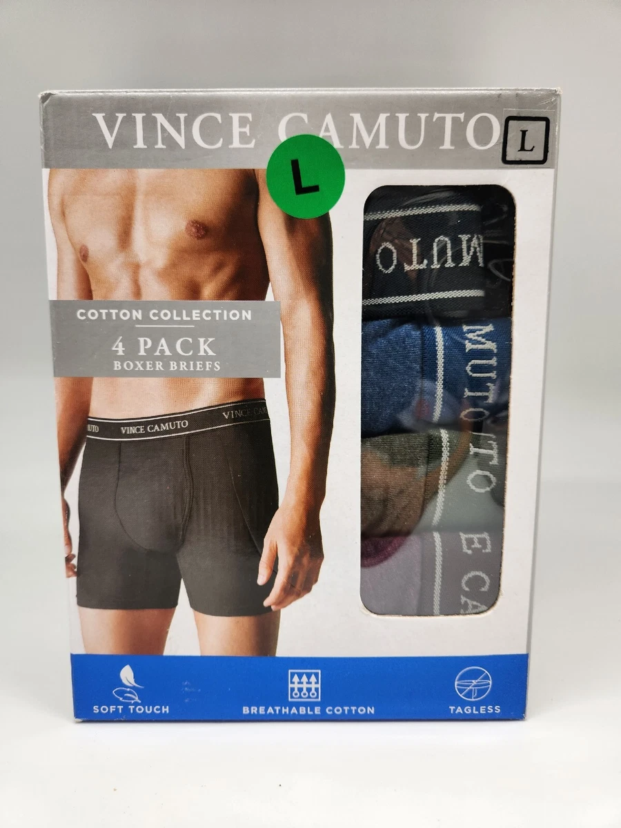 VINCE CAMUTO Men s Cotton Collection 4 Pack Boxer Briefs M XL Assorted Colors