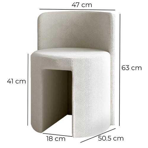 Lottie Ivory Bouclé Stool for Bedroom Living room Home decoration - Picture 6 of 7