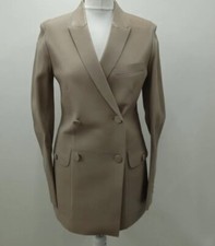 Joseph Fawn Beige Double Breasted Leather Moore Jacket Uk 8 S Size