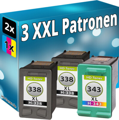 3 DRUCKER PATRONE für HP 338 343 PSC1500 PSC1510 PSC1600 PSC1610 PSC2355 PSC2610