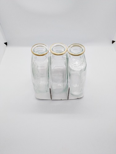 Bud Jar Clear Glass Small Vase in gold trim rim for flower plant 3 bottles set - Picture 3 of 4