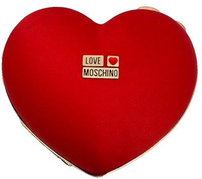 Moschino ゴールド Heart Logo リング ❤️Love Moschino Heart Shaped Box Clutch Bag pouch in satin