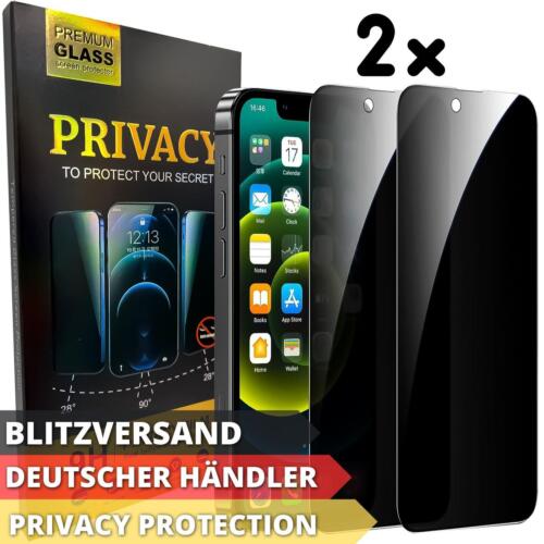 2x Display Sicht Schutz Glas Folie für Apple iPhone Modelle Blickschutz Anti Spy - Bild 6 von 6