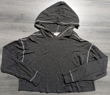 Colsie Pullover Womens Junior XS Cropped Gray Hooded Lightweight Lounge Womens