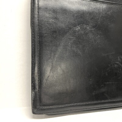 VTG Mark Cross Black Leather Accordion Briefcase Softshell Push