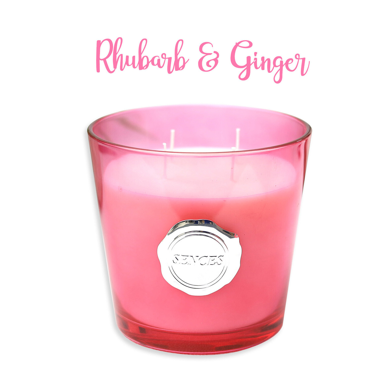 4-Wicks Scented Candle Glass Jar Rhubarb & Ginger 600g Aroma Fragrant Relaxation