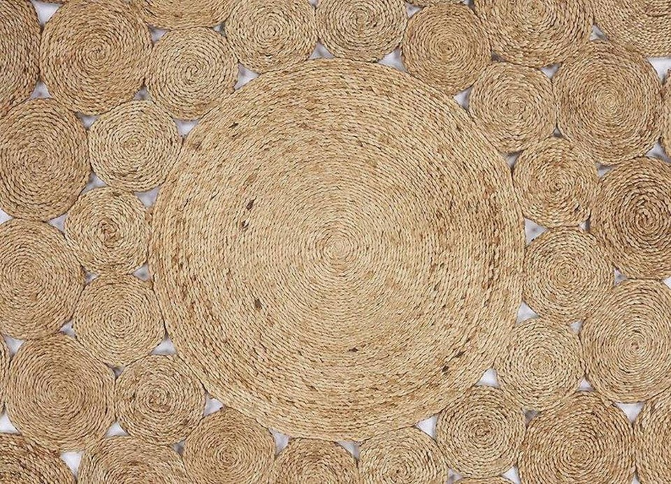 Rug Area Jute Round Rug Beige Circle Design Farmhouse Rustic Look Rug ...
