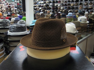 STACY ADAMS CHOCOLATE FUR FELT FEDORA 