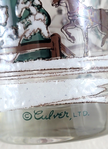 Vintage Culver Tumbler Glassware Winter Christmas One Horse Sleigh Set Of Six - Picture 7 of 9