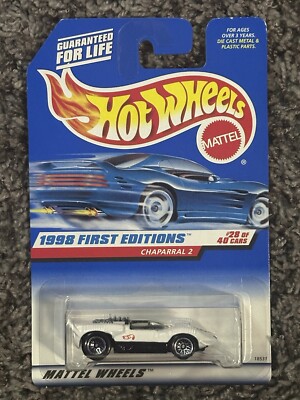 1998 Hot Wheels #669 First Editions 28/40 CHAPARRAL 2 White w/Chrome Lace Spokes