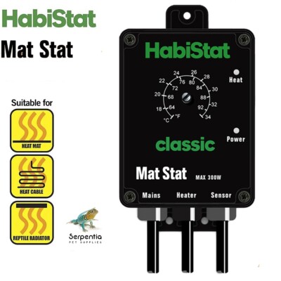 HabiStat Mat Stat Reptile Thermostat Black 300W Accurate Control