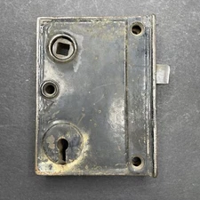 Antique c1890s Door Knob Mechanism Hardware Handle Forged Steel Victorian C06