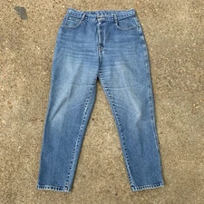PS GITANO - Vtg 90s Faded High Waist Tapered Mom Blue Jeans, Womens 16 Medium