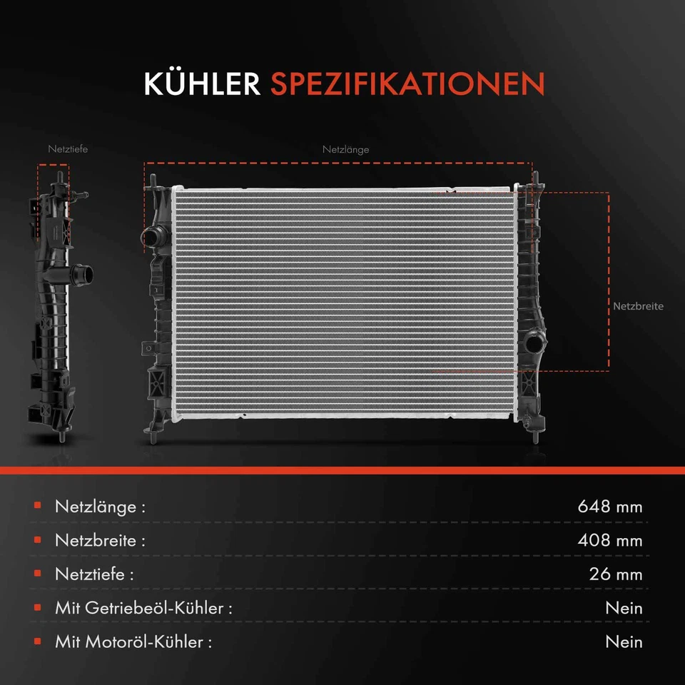 Radiatore acqua per Citroen Berlingo C4 Jumpy DS Opel Astra Peugeot 308 3008 - Immagine 3 di 4