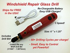 Taladro de vidrio para kit de reparación de parabrisas - 3 velocidades - inalámbrico