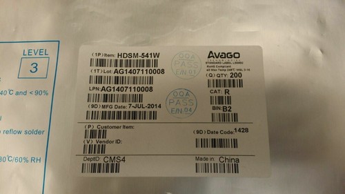 (1 PC) HDSM-541W AVAGO DISPLAY 7SEG 0.56" DBL WHITE 10-SMD ROHS - Picture 7 of 11