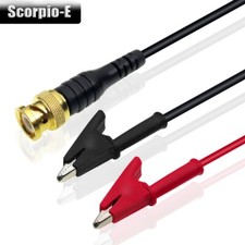 Gold Plated BNC Male Plug to Dual Insulated Alligator Clip Test Lead 120cm Cable