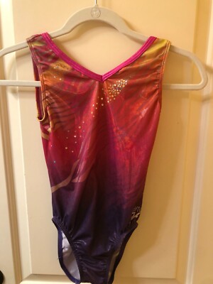 Girl's GK Elite Simone Purple & Pink Gymnastics Leo -Adult S-EUC