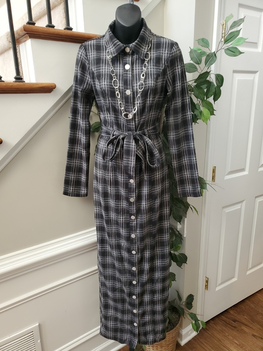 black and white plaid long sleeve dress Black and White Plaid Dress, Tartan Dress, Long Sleeve Dress, Plus Size Clothing, Wedding Guest Dress, Womens Clothing, Checkered Dress