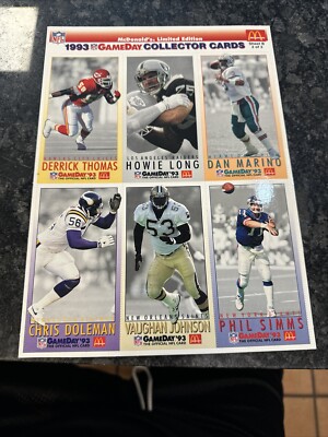 2) 1993 McDonald's Limited Edition NFL GameDay Collector Cards Sheets | eBay 2) 1993 McDonald's Limited Edition NFL GameDay Collector Cards Sheets | eBay