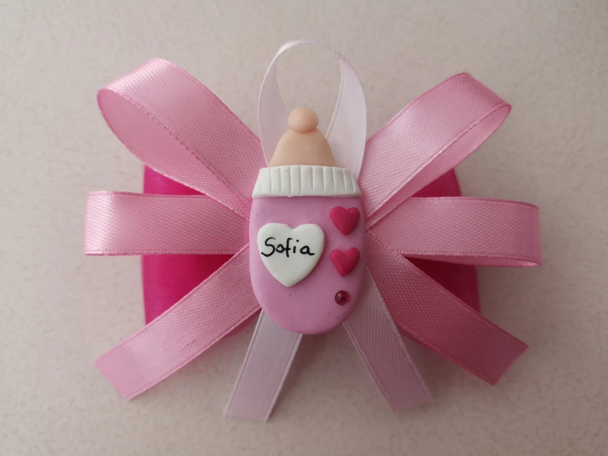 10 Portachiavi Apribottiglie A Forma Di Biberon Per Baby Shower – Bomboniere Con Sacchetti In Organza - 2