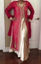 4 Piece Pink and Gold Pakistani Maxi Shalwar Kameez