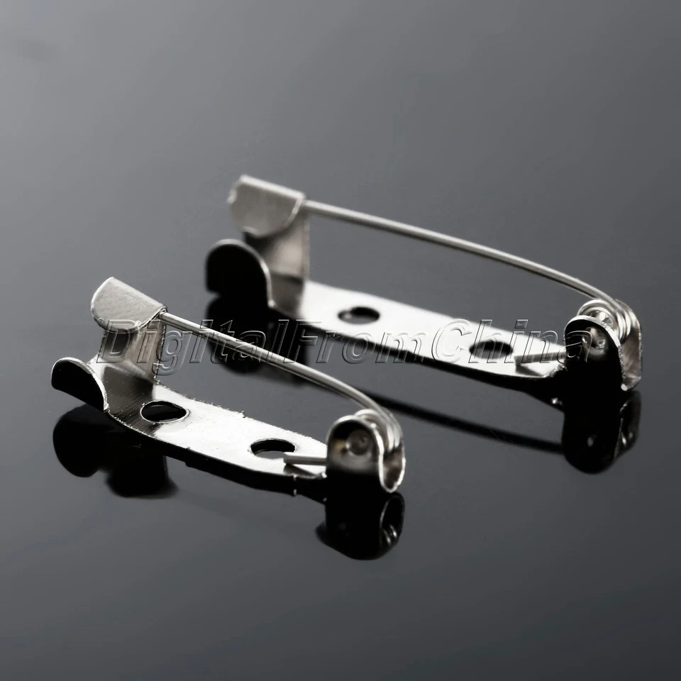 50Pcs White K Metal Brooch Back Bar Pins Safety Pins DIY Craft Making 20/25mm - Image 3 of 4