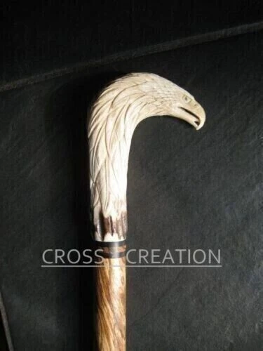 Best Eagle Head Handle Wood Carved Unique Wooden Walking Stick Cane x-mas gift - Image 2 of 4