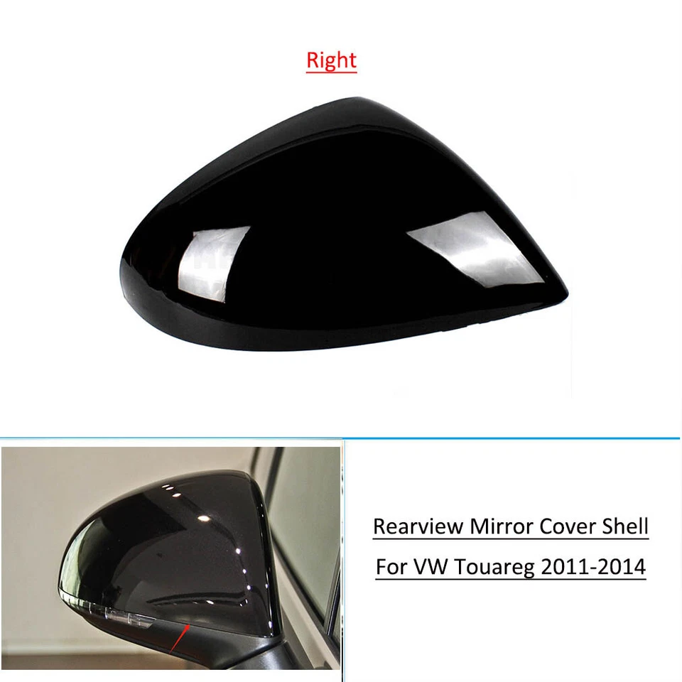 Cubierta del espejo retrovisor derecho pintada apta para VW Touareg 2011-2014 negro brillante Foto 3 de 4