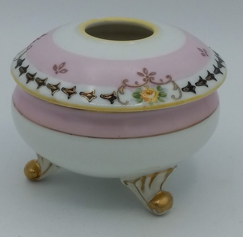 Antik Nippon Japan Floral handbemalt Porzellan Haar Empfänger/Schminktischdose - Bild 4 von 11